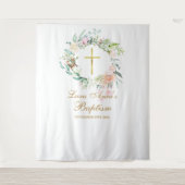 Tenture Baptême Décoration Florale en Guirlande Photobooth (Devant)