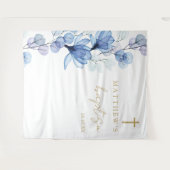 Tenture Baptême floral élégant bleu Dusty fond photo (Devant (Horizontal))