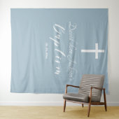 Tenture Baptême moderne Dusty Blue Welcome Backdrop (En situation (horizontale))