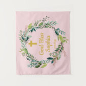 Tenture Baptême Photo Booth Backdrop fond rose pâle (Devant)