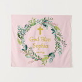 Tenture Baptême Photo Booth Backdrop fond rose pâle (Devant (Horizontal))