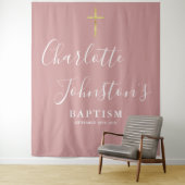 Tenture Baptism Christening Dusty Rose Pink Photo Backdrop (En situation)