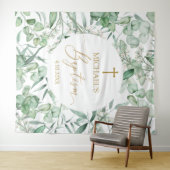 Tenture Baptism Eucalyptus greenery backdrop banner (En situation (horizontale))