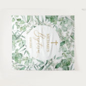 Tenture Baptism Eucalyptus greenery backdrop banner (Devant (Horizontal))