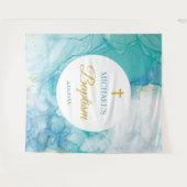 Tenture Baptism Marble blue mint modern backdrop (Devant (Horizontal))