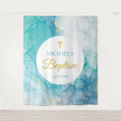 Tenture Baptism Marble blue mint modern backdrop (Devant)