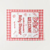 Tenture Barbecue Bébé Rouge Baby Shower BBQ (Devant (Horizontal))