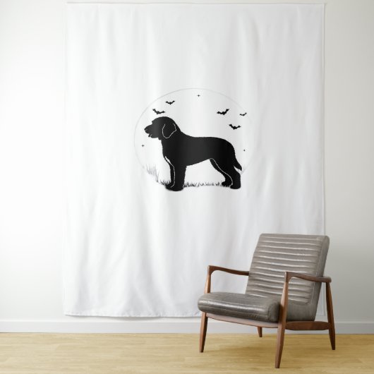 Tenture Barbet Chien - Halloween Lune Silhouette surdimens (En situation)