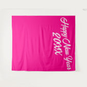 Tenture Barbiecore Hot rose blanc Script Bonne année (Devant (Horizontal))