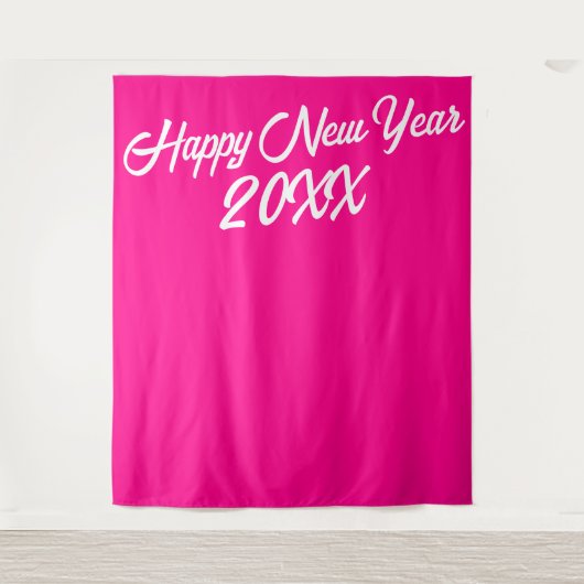 Tenture Barbiecore Hot rose blanc Script Bonne année (Devant)