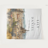 Tenture Barcelona Wedding Photo Backdrop (Devant (Horizontal))