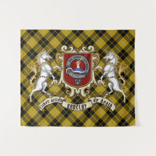 Tenture Barclay Clan Badge & Unicorns avec Tartan