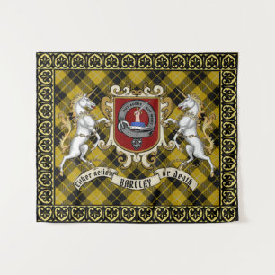 Tenture Barclay Clan Badge & Unicorns avec Tartan encadré
