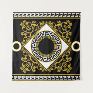 Tenture Baroque d'or : frontière noire grecque