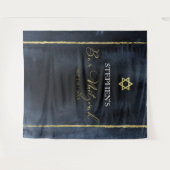 Tenture Barre Mitzvah Aquarelle Arrière | Bleu Abstrait (Devant (Horizontal))