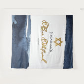 Tenture Barre Mitzvah | Aquarelle bleue Abstraite (Devant (Horizontal))