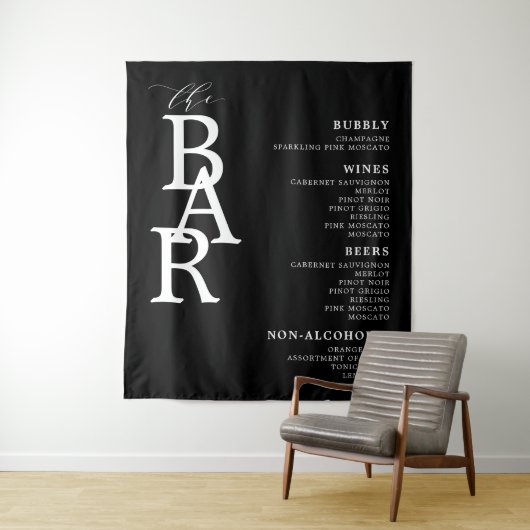 Tenture Barre Noir Blanc Classique Mariage Barre Menu Pann (En situation)