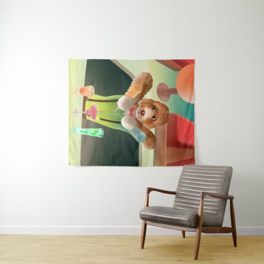 Tenture Bartending Dog in Retro Bar (En situation (horizontale))