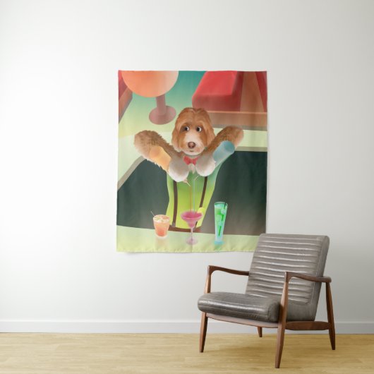 Tenture Bartending Dog in Retro Bar (En situation)