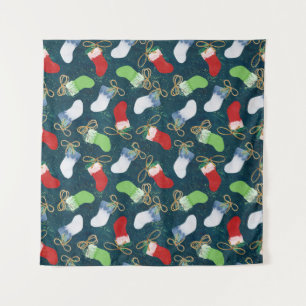 Tenture Bas de Noël, motif transparent aquarelle.