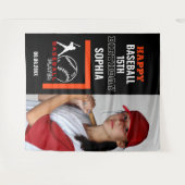 Tenture Baseball Anniversaire, Joueuse De Baseball Retour (Devant (Horizontal))