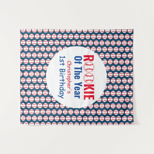 Tenture Baseball Recrue 1er Anniversaire (Devant (Horizontal))