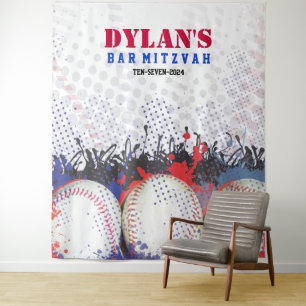 Tenture BASEBALL Splatter Bar Mitzvah Photo Op Backdrop