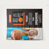 Tenture Basket-ball Anniversaire, Joueuse de basket-ball (Devant (Horizontal))