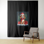 Tenture Basset Hound Chien Fêtes de Noël Père Noël Amoureu (En situation)