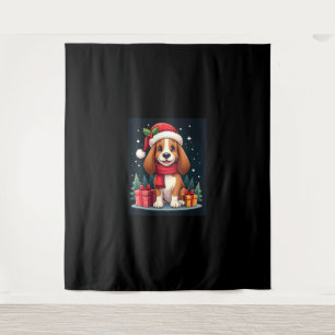 Tenture Basset Hound Chien vêtements de Noël Santa Hat Chi