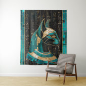 Tenture Bastet, déesse chatte égyptienne - Art mosaïque (En situation)