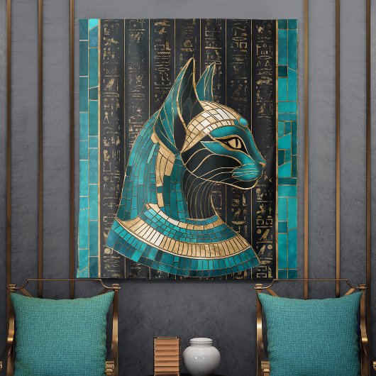Tenture Bastet, déesse chatte égyptienne - Art mosaïque