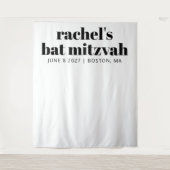 Tenture Bat mitzvah blanc en terre cuite moderne fond d'éc (Devant)