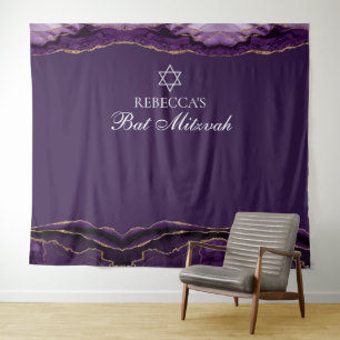 Tenture Bat mitzvah Personnalisé Purple Gold Photo Booth