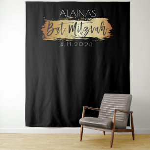Tenture Bat mitzvah Photo Booth Party Backdrop Gold Black