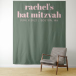 Tenture Bat mitzvah rose moderne fond photo<br><div class="desc">Typographie Gras Vert rose moderne Fond photo Bat mitzvah personnalisé</div>