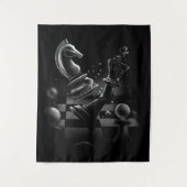 Tenture Bataille aux échecs dramatique - Chevalier contre  (Devant)