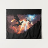 Tenture Bataille dans l'espace - Dragon et Pégase (Devant (Horizontal))