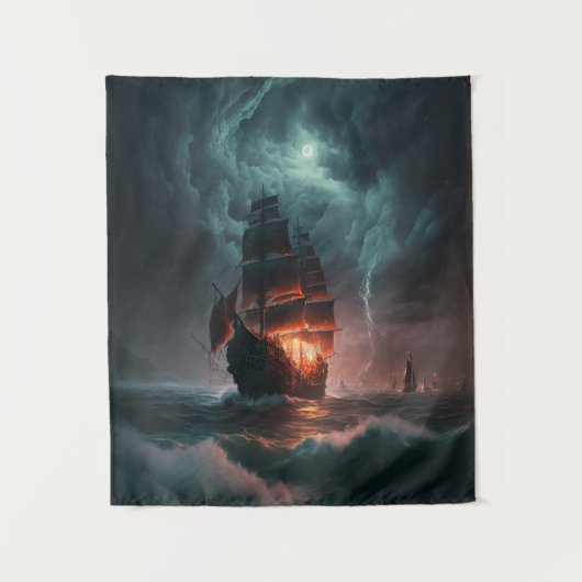 Tenture Bateau À Voile Combattant Vagues Et Tempête Dans L (Devant)