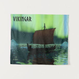 Tenture Bateau Viking Sous Lumière Du Nord