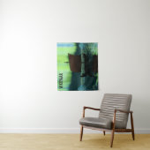 Tenture Bateau Viking Sous Lumière Du Nord (En situation)