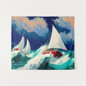 Tenture Bateaux à voile Courses en Mer Lourde (Devant (Horizontal))