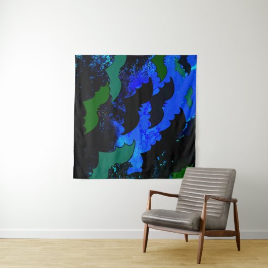 Tenture Bateaux en vol bleu (En situation (horizontale))