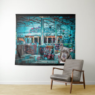 Tenture Bâtiment abandonné par PitBull d'art de rue de