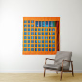 Tenture Bâtiment bleu et orange (En situation (horizontale))