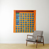Tenture Bâtiment bleu et orange (En situation)