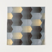 Tenture Bâtiments géométriques argentés, motif abstrait. (Devant (Horizontal))