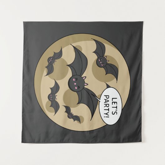Tenture Bats Having Party on Full Moon (Devant (Horizontal))