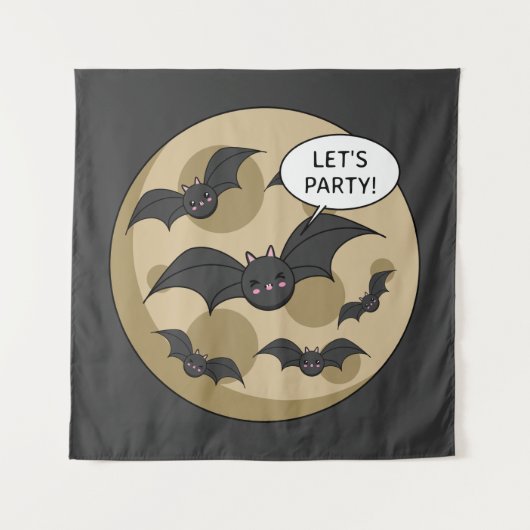 Tenture Bats Having Party on Full Moon (Devant)