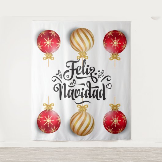 Tenture Baubels de Noël espagnol Feliz Navidad (Devant)
